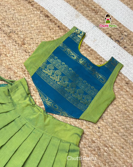 Green & Blue Pure Kalyani Cotton Ethnic Set | CPM_0437_GRN-BLU