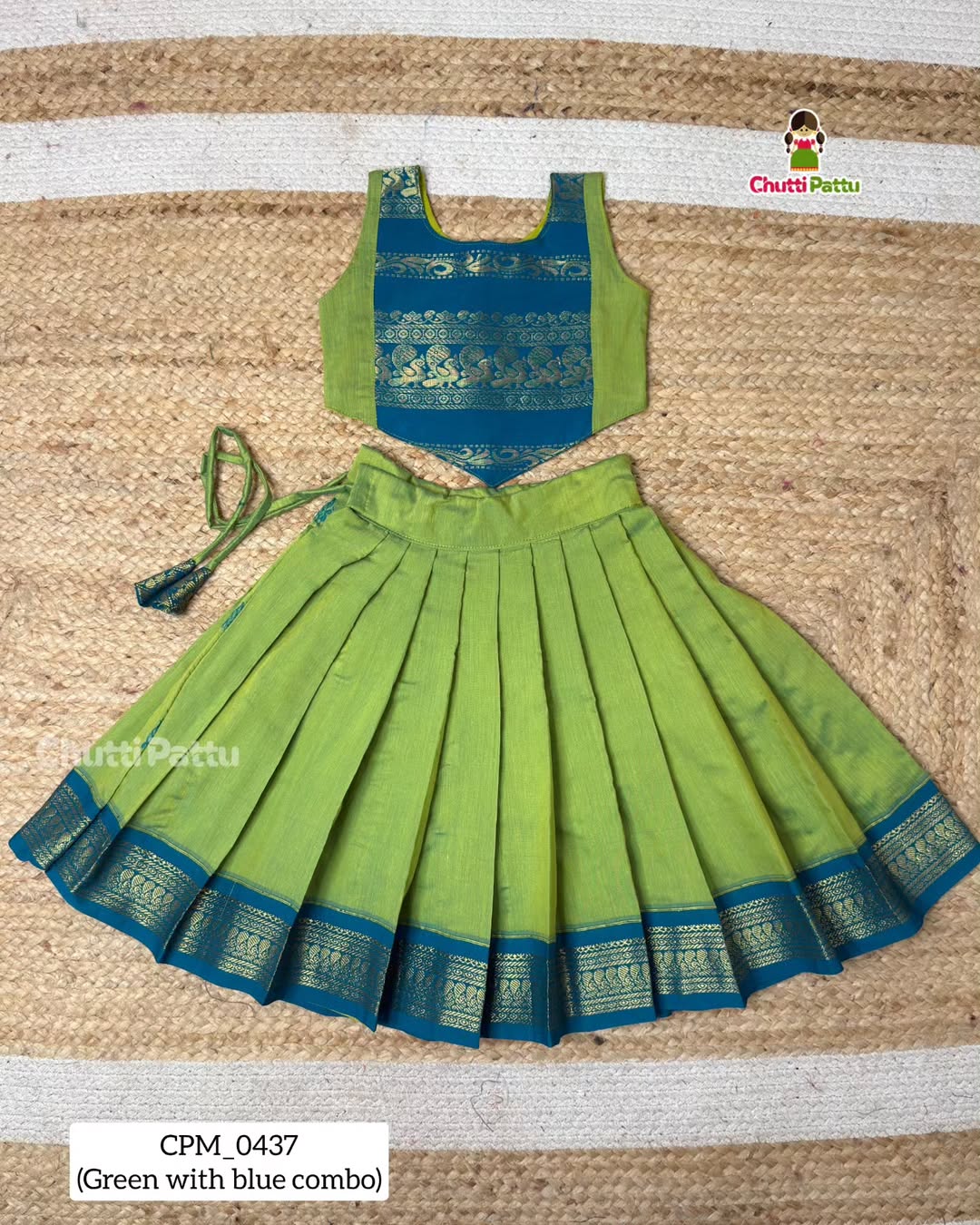 Green & Blue Pure Kalyani Cotton Ethnic Set | CPM_0437_GRN-BLU