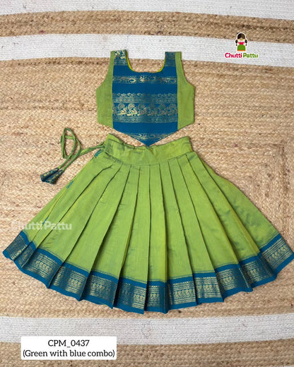 Green & Blue Pure Kalyani Cotton Ethnic Set | CPM_0437_GRN-BLU