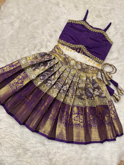 Purple Kanchi Tissue Silk Set with Dupatta | CPM_0443
