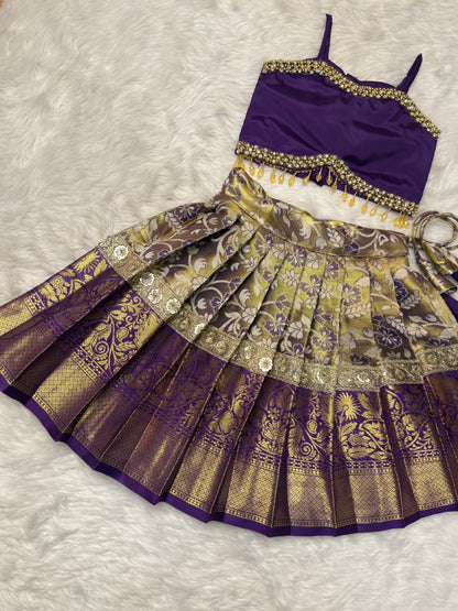 Purple Kanchi Tissue Silk Set with Dupatta | CPM_0443