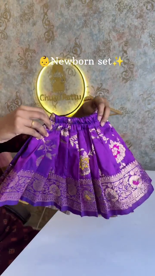 Purple Rose Banarasi Silk Pattu Pavadai | CPM_0448