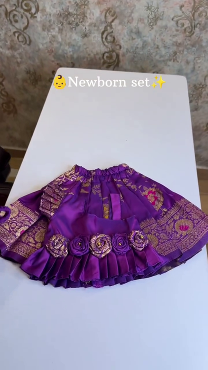 Purple Rose Banarasi Silk Pattu Pavadai | CPM_0448