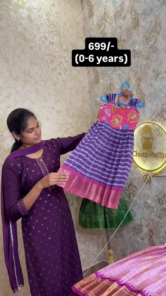 Violet with Pink Border Sleeveless Cotton Frock | CPM_0452_VLT