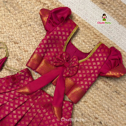 Magenta Kanchi Soft Silk Pattu Pavadai | CPM_0455