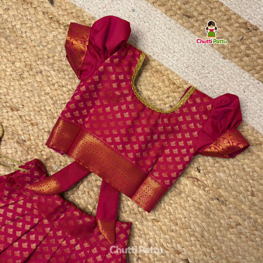 Magenta Kanchi Soft Silk Pattu Pavadai | CPM_0455