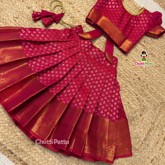 Magenta Kanchi Soft Silk Pattu Pavadai | CPM_0455
