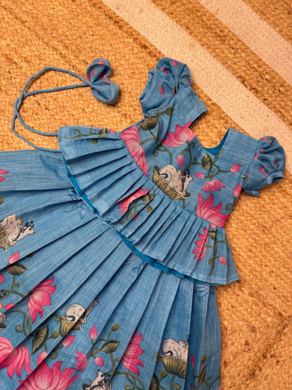 Narumugai - Blue Chanderi Cotton Set | CPM_0461