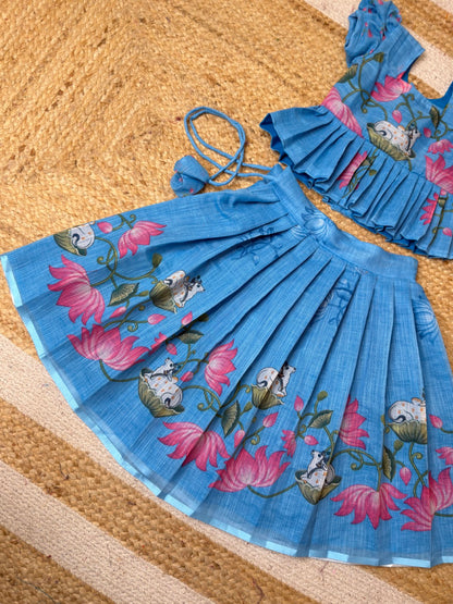 Narumugai - Blue Chanderi Cotton Set | CPM_0461