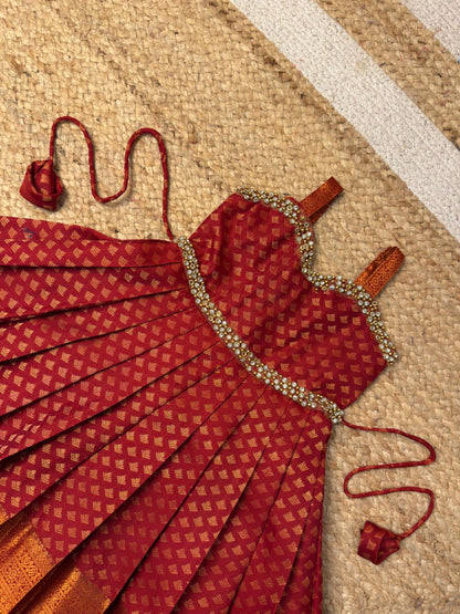 BRICK RED Kanchi Soft Silk Sleeveless Full-Length Gown | CPM_0472