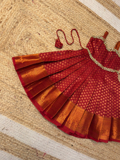 BRICK RED Kanchi Soft Silk Sleeveless Full-Length Gown | CPM_0472