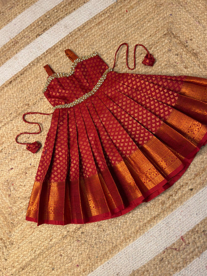 BRICK RED Kanchi Soft Silk Sleeveless Full-Length Gown | CPM_0472