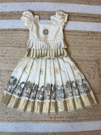 Off-White Double Layer Peplum Pattu Pavadai | CPM_0476