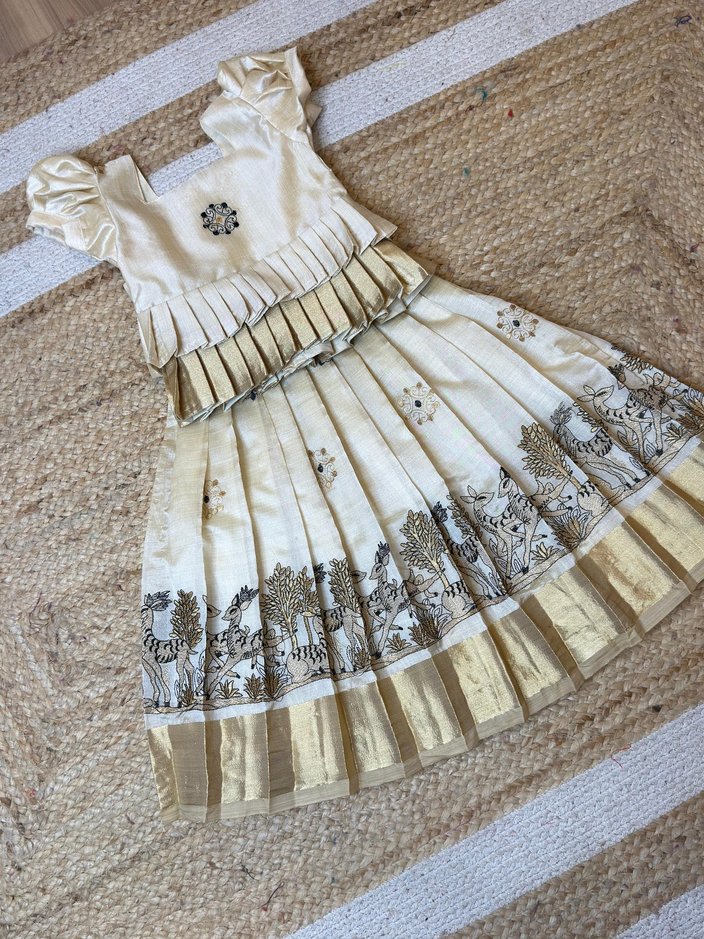 Off-White Double Layer Peplum Pattu Pavadai | CPM_0476