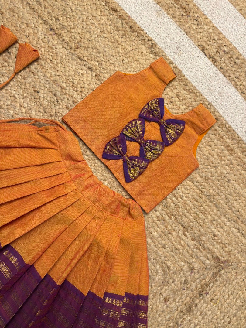 Kanchi Cotton Set – Mango Yellow & Purple Combo | CPM_0481