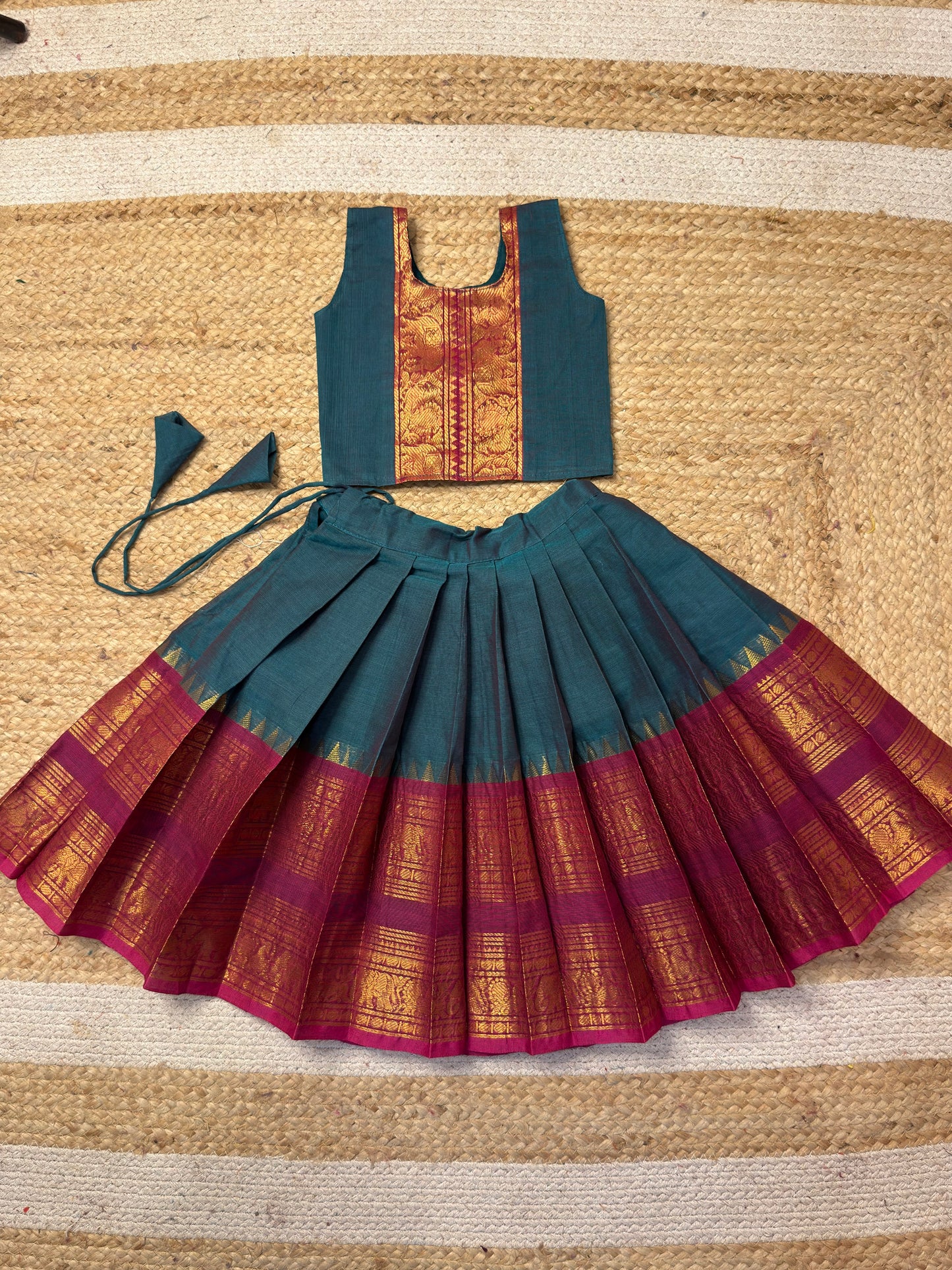 Kanchi Cotton Set – Ramar Blue & Dark Pink Combo | CPM_0482