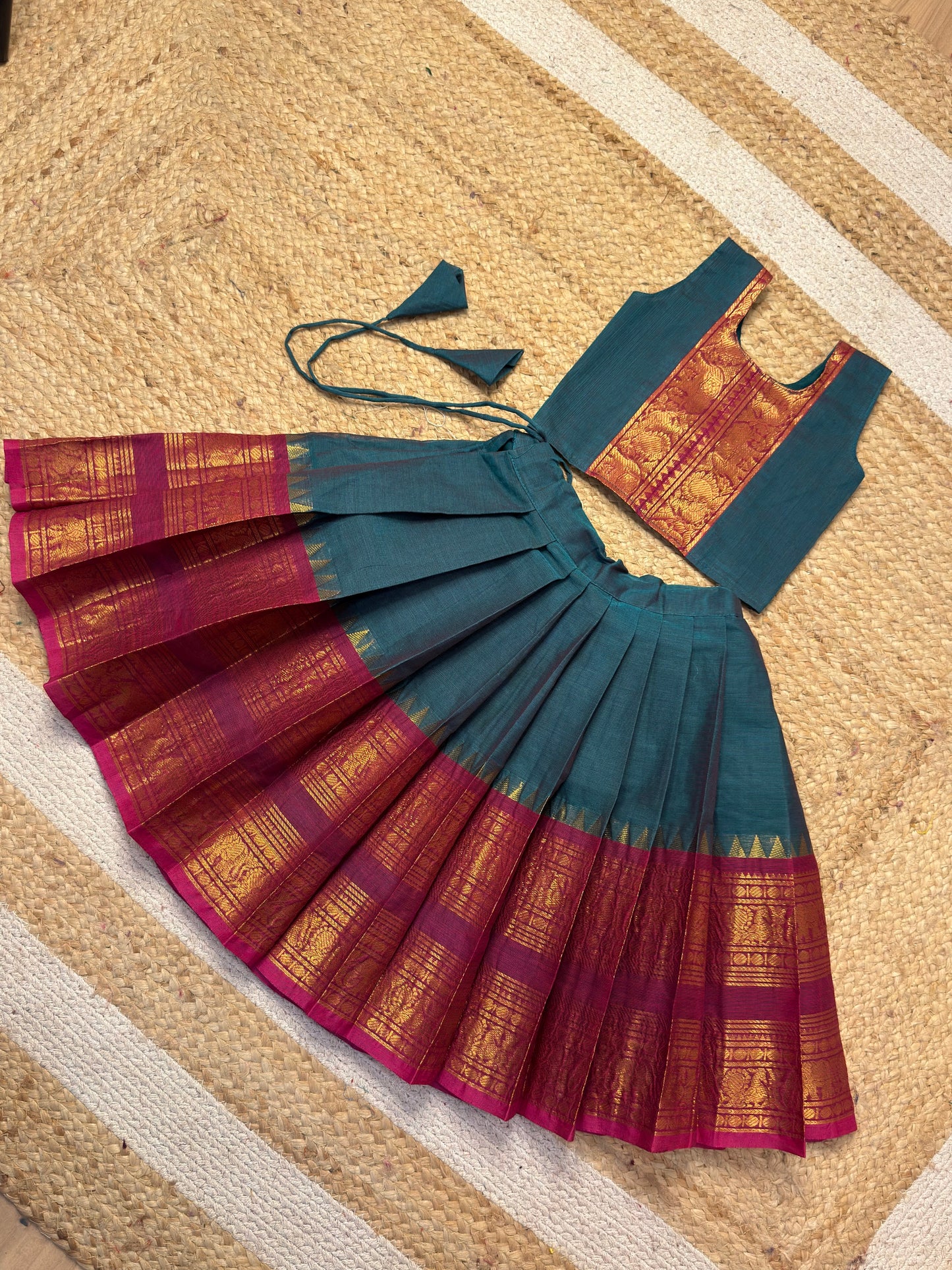 Kanchi Cotton Set – Ramar Blue & Dark Pink Combo | CPM_0482