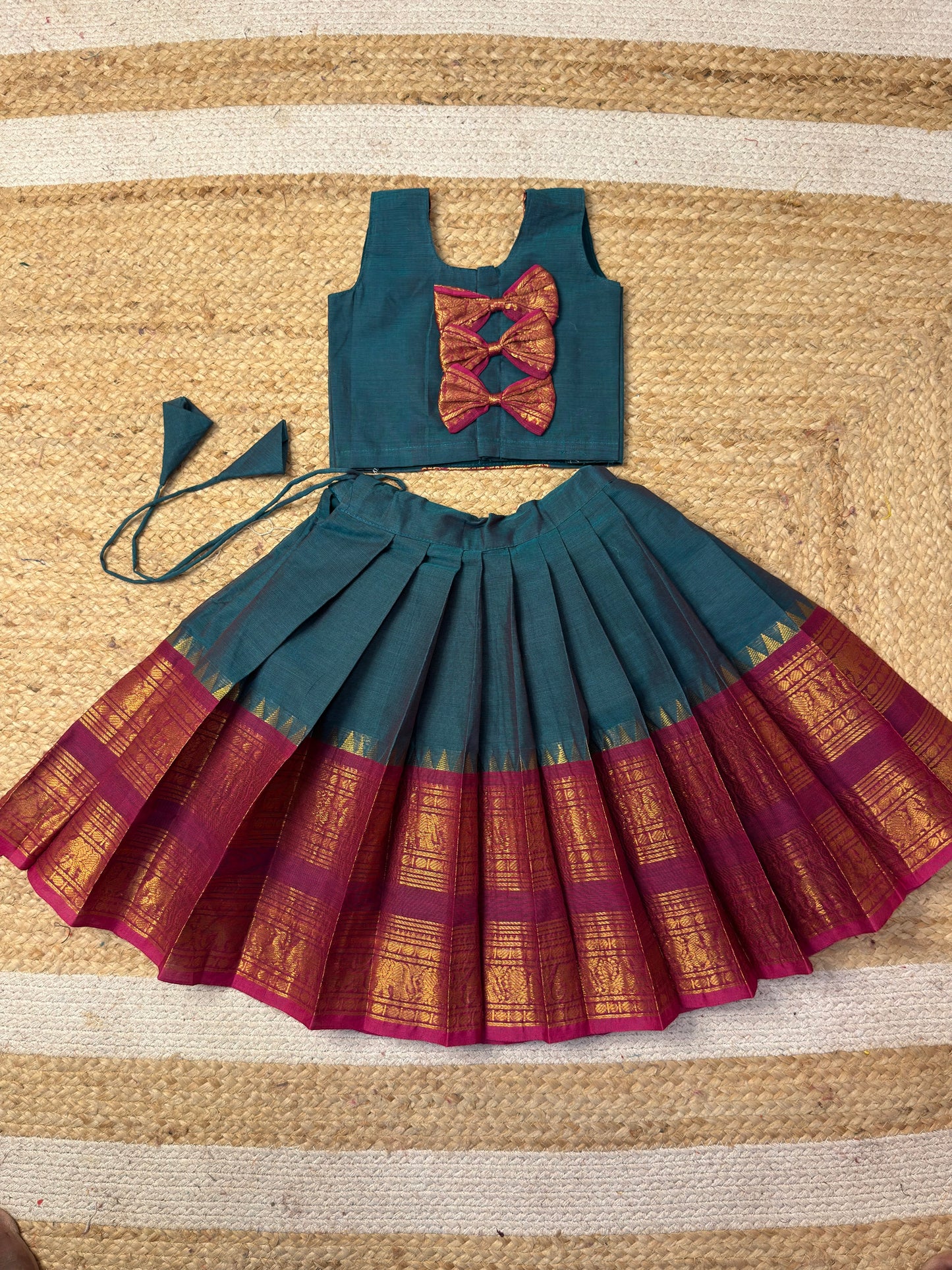Kanchi Cotton Set – Ramar Blue & Dark Pink Combo | CPM_0482