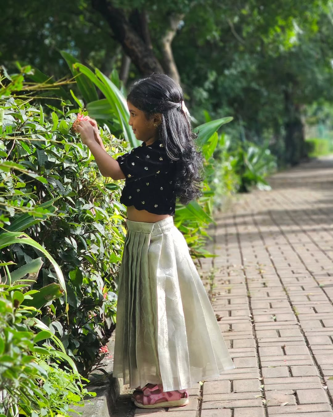 Maya - Luxe Black Velvet Blouse & Silver Tissue Silk Set | CPM_0488