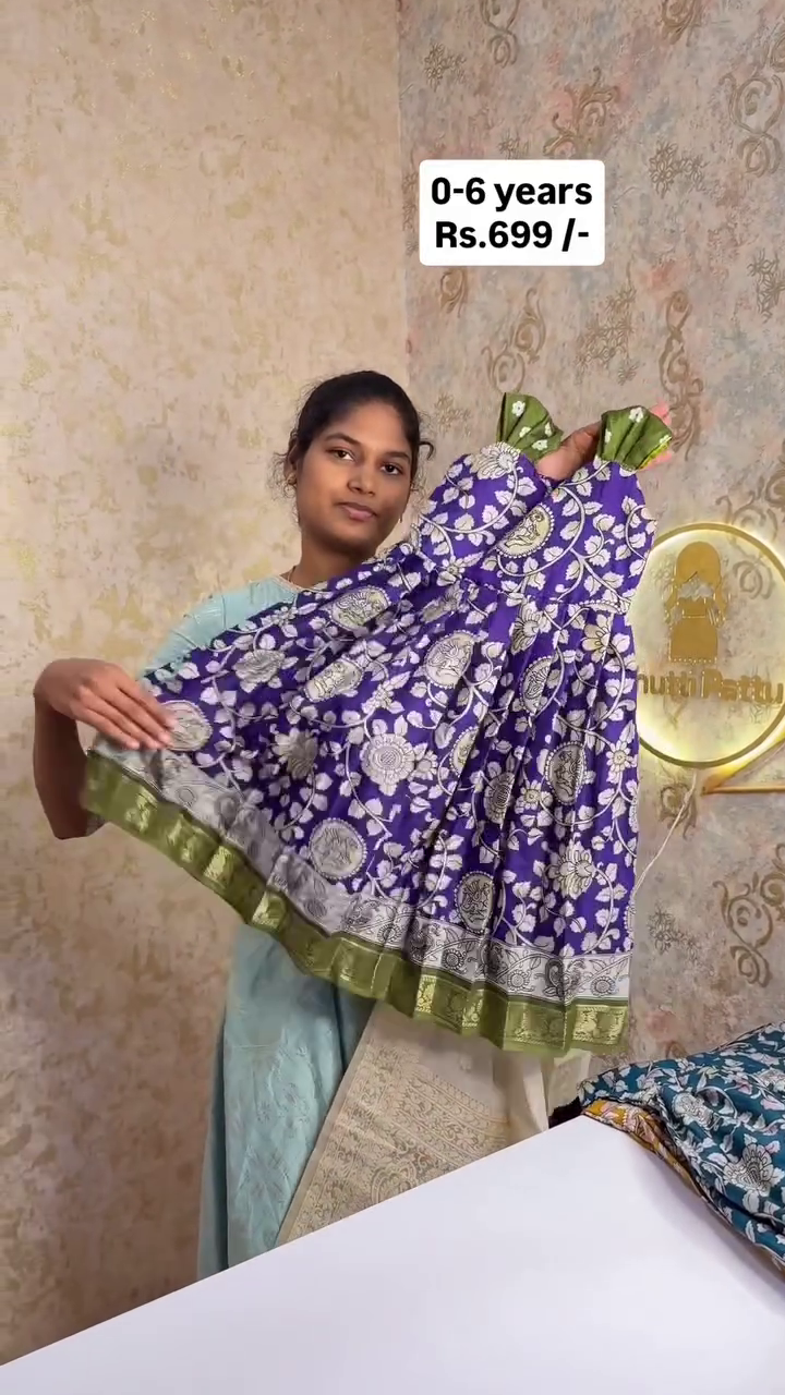 Budget Friendly Purple Kalamkari Silk Frock | CPM_0489_PPL