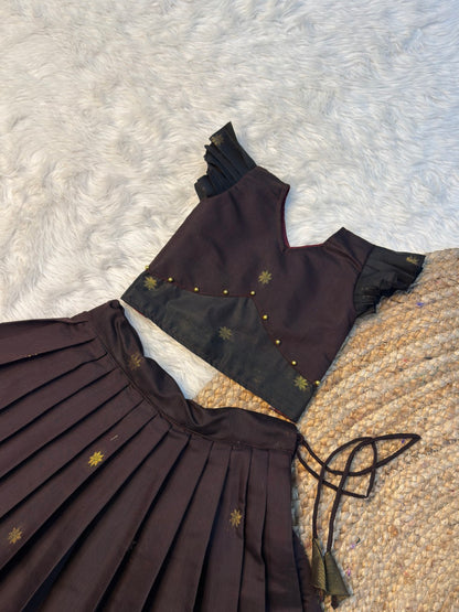 Dark Brown & Black Maheshwari Silk Cotton Set | CPM_0491