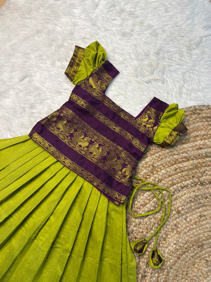 Parrot Green & Purple Kalyani Cotton Set | CPM_0493
