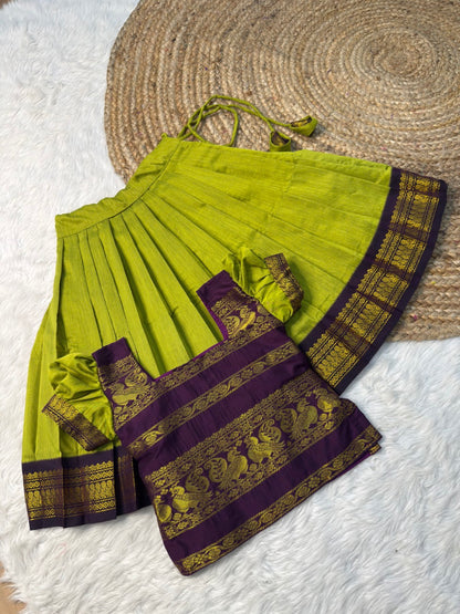 Parrot Green & Purple Kalyani Cotton Set | CPM_0493