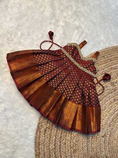 Coffee Brown Kanchi Soft Silk Gown| CPM_0494