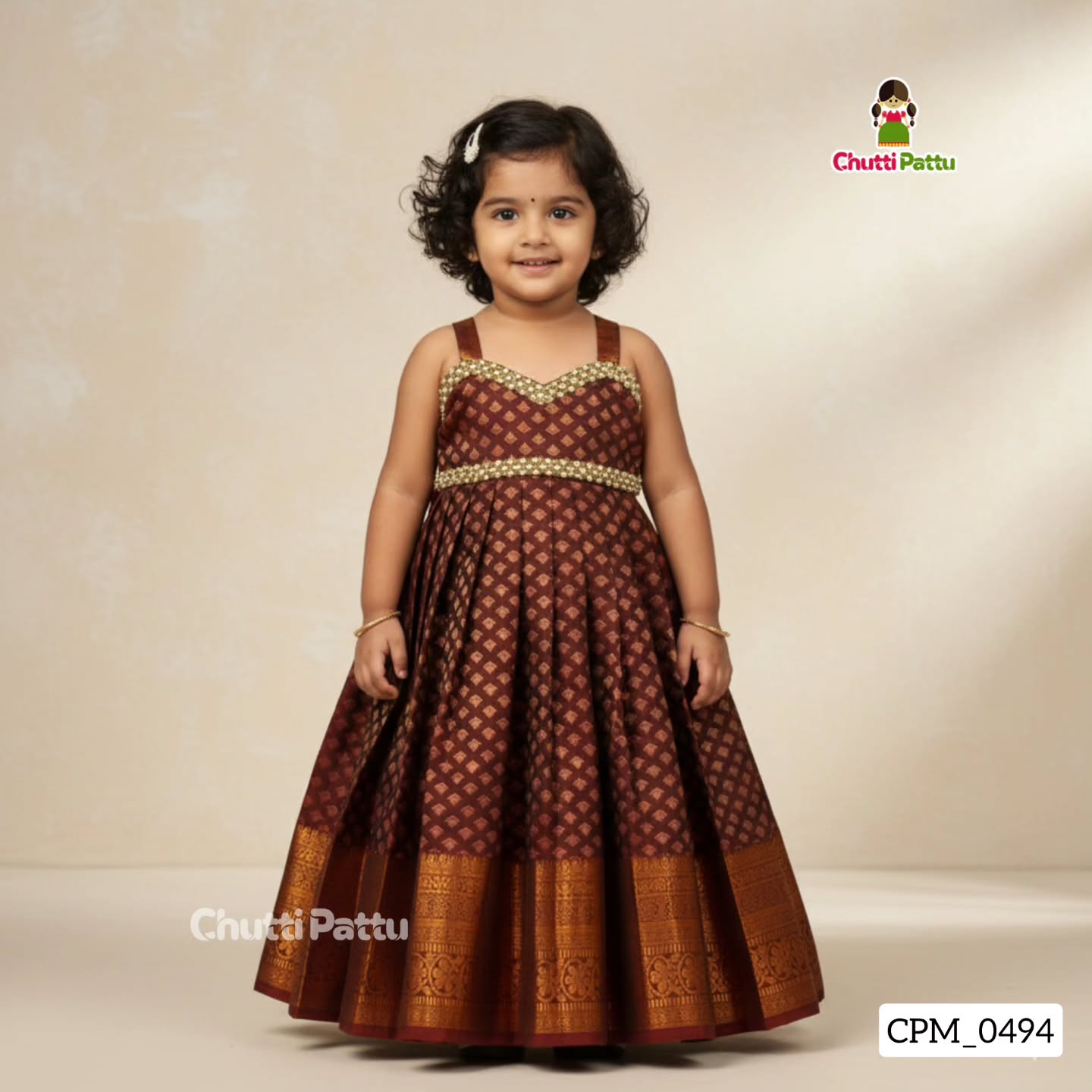 Coffee Brown Kanchi Soft Silk Gown| CPM_0494
