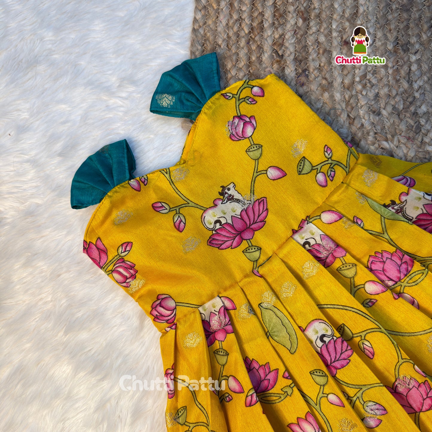 Yellow - Cotton Traditional Tie-Up Frocks | CPM_0509