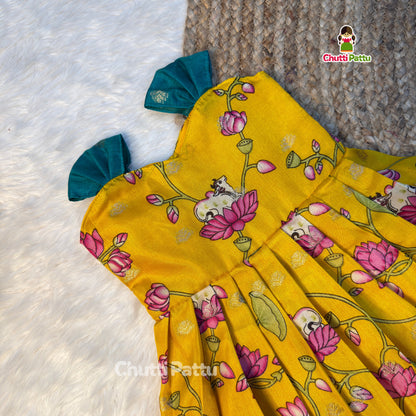 Yellow - Cotton Traditional Tie-Up Frocks | CPM_0509