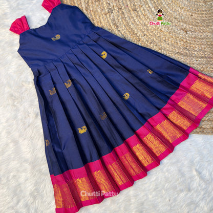 Blue - Cotton Traditional Tie-Up Frocks | CPM_0510