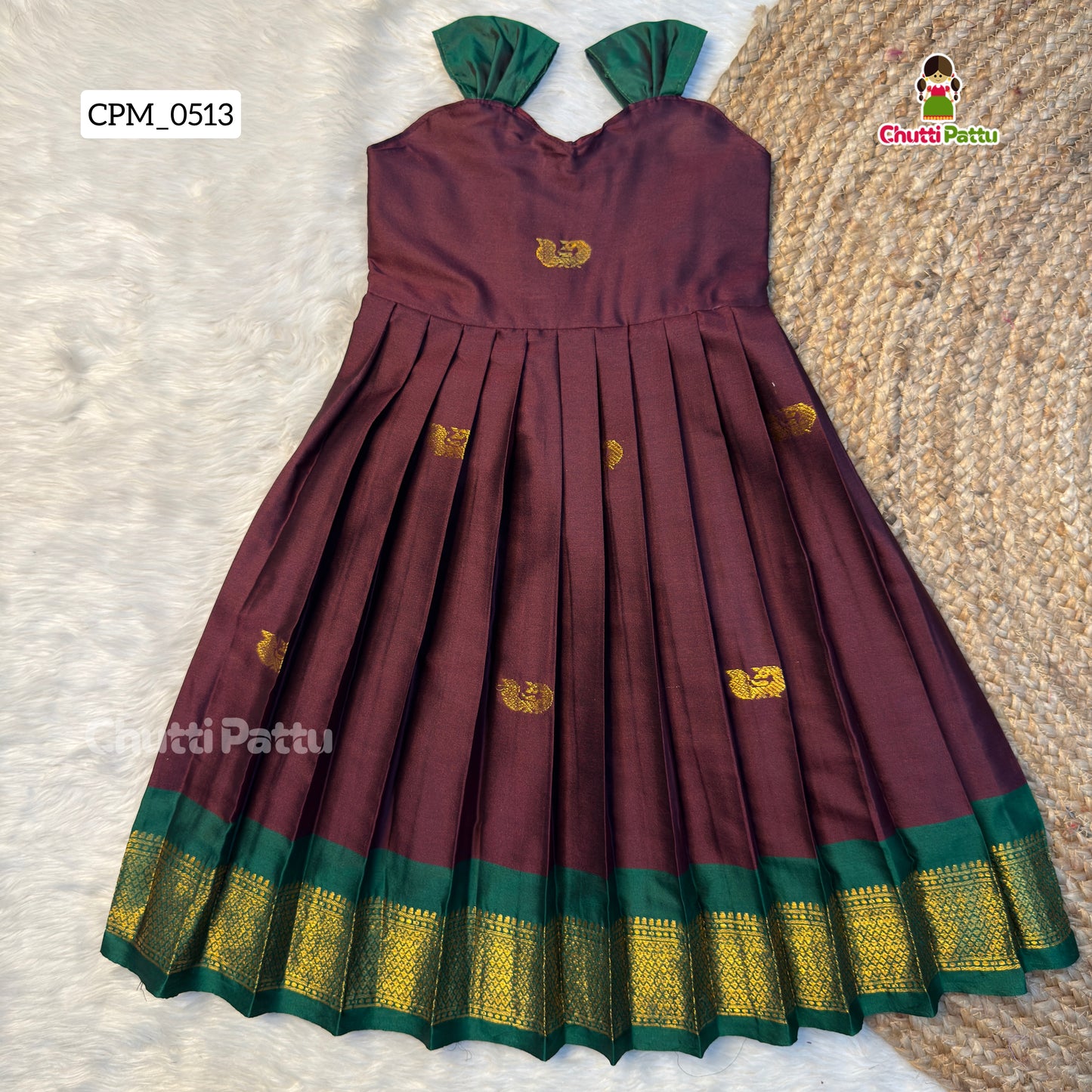 Brown - Cotton Traditional Tie-Up Frocks | CPM_0513