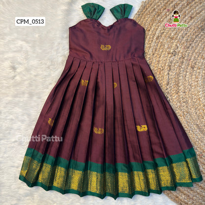 Brown - Cotton Traditional Tie-Up Frocks | CPM_0513