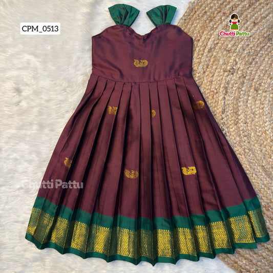 Brown - Cotton Traditional Tie-Up Frocks | CPM_0513