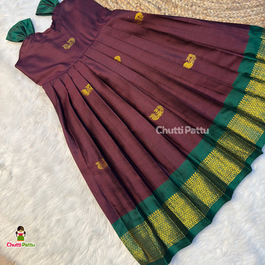 Brown - Cotton Traditional Tie-Up Frocks | CPM_0513