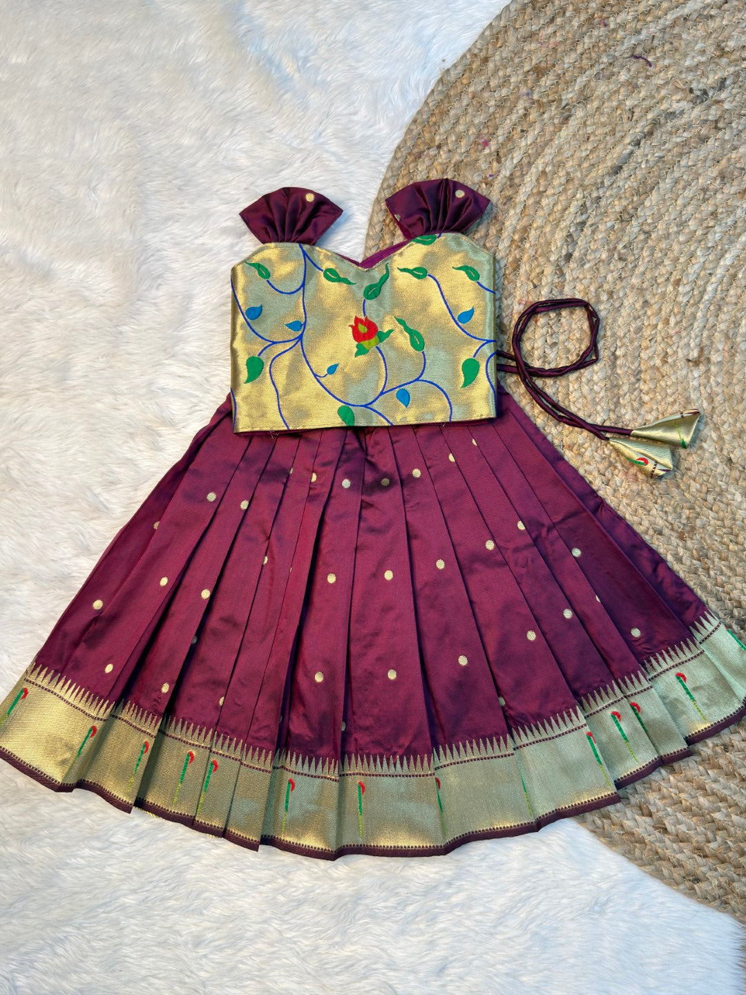 Mangai – Wine Color Paithani Soft Silk Pattu Pavadai | CPM_0527