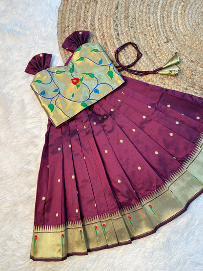 Mangai – Wine Color Paithani Soft Silk Pattu Pavadai | CPM_0527