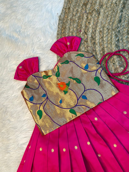 Mangai – Pink Color Paithani Soft Silk Pattu Pavadai | CPM_0529