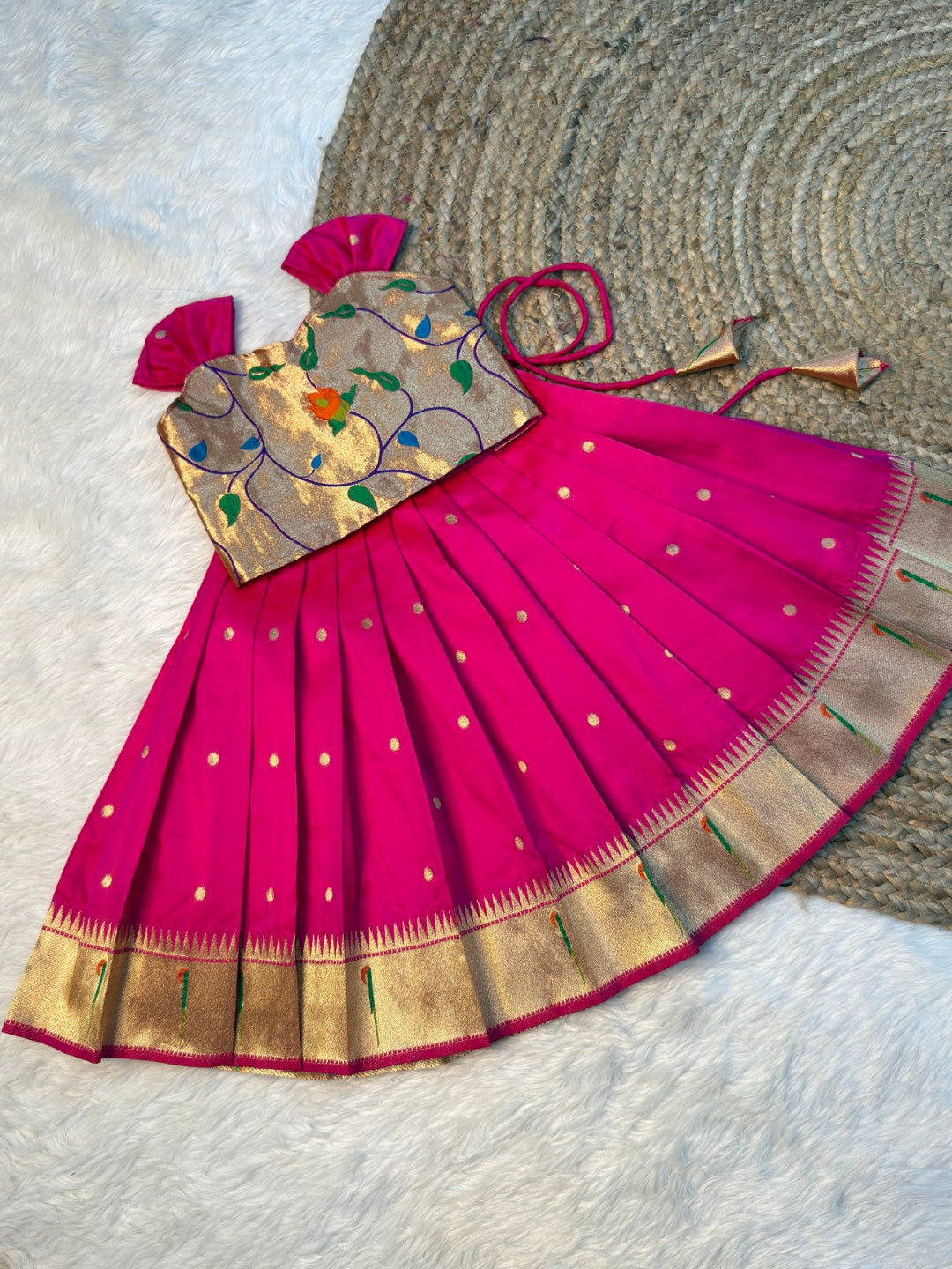 Mangai – Pink Color Paithani Soft Silk Pattu Pavadai | CPM_0529