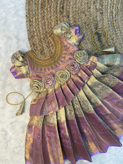 Bommi - Premium Lavender Grand Neck Aari Work Gown | CPM_0539