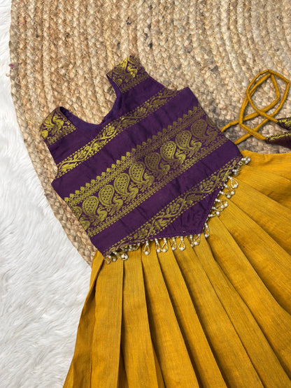 Yellow & Purple Kalyani Cotton Set | CPM_0546