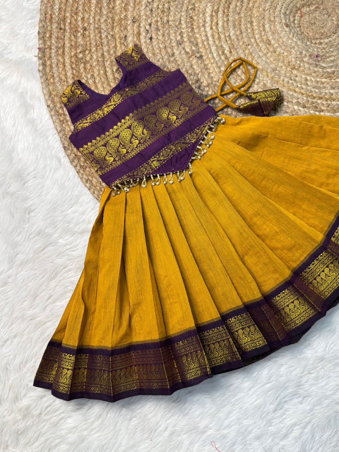 Yellow & Purple Kalyani Cotton Set | CPM_0546