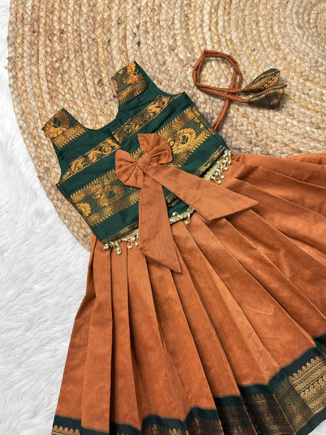 Copper Brow & Green Kalyani Cotton Set | CPM_0547