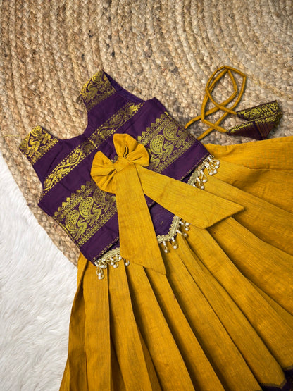 Yellow & Purple Kalyani Cotton Set | CPM_0546