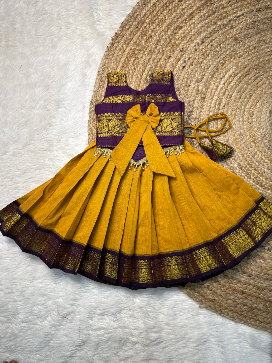 Yellow & Purple Kalyani Cotton Set | CPM_0546