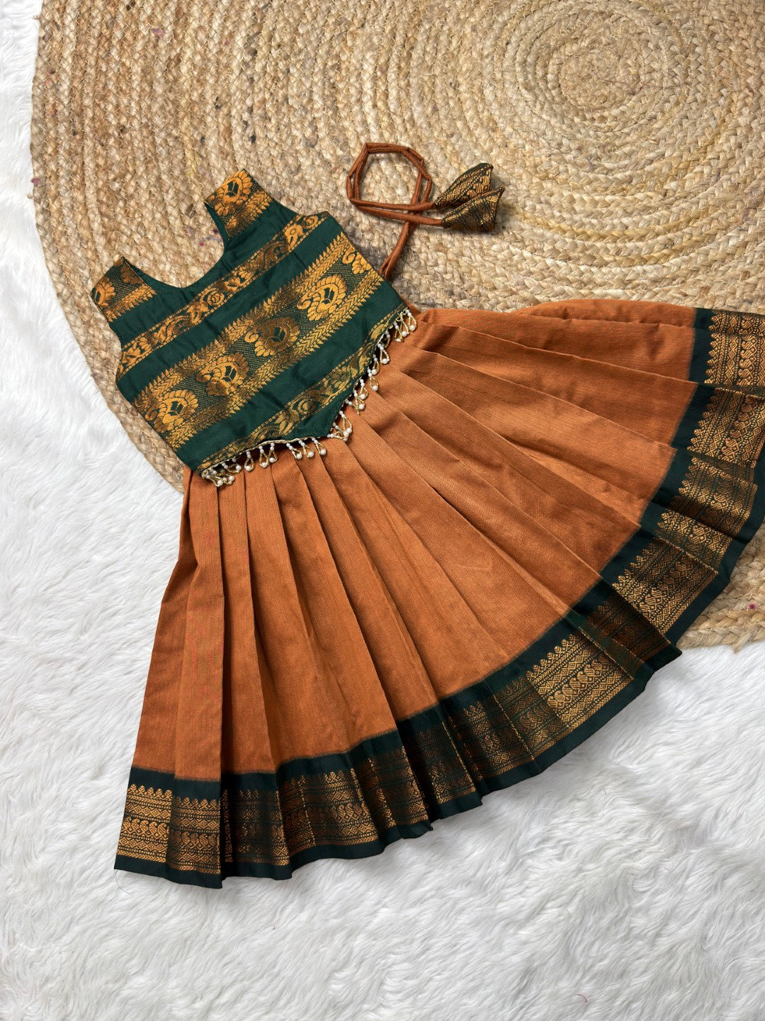 Copper Brow & Green Kalyani Cotton Set | CPM_0547