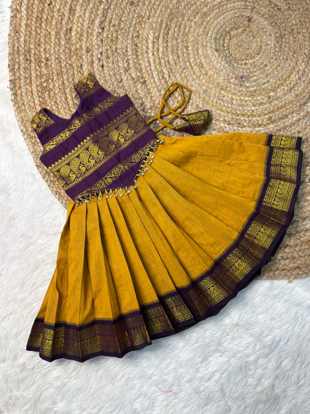 Yellow & Purple Kalyani Cotton Set | CPM_0546