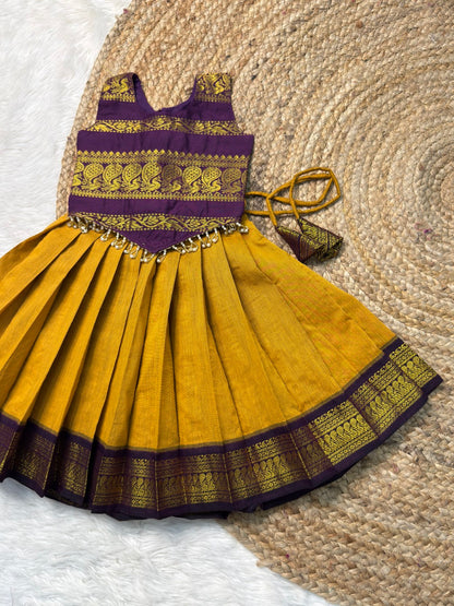 Yellow & Purple Kalyani Cotton Set | CPM_0546