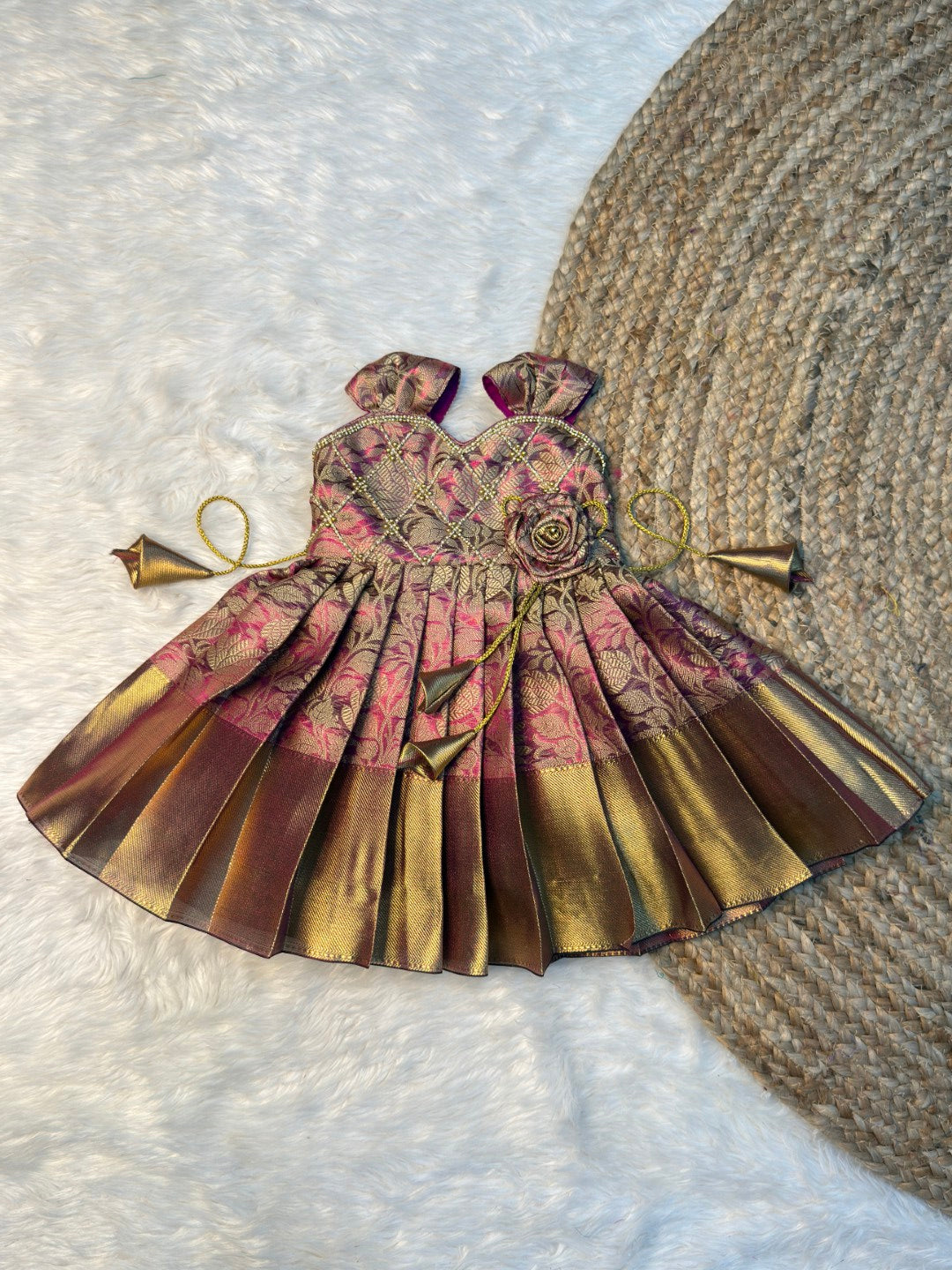 Royal Purple Sleeveless Rose Frock | CPM_0559